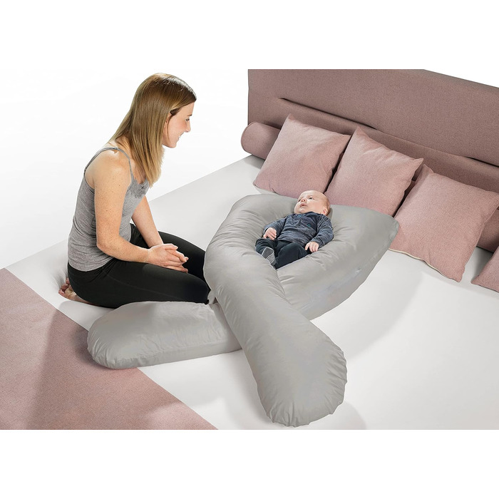 Подушка для вагітних Sleepling, подушка для сну на боці, Body Pillow U-подібної форми, сірий, 140 x 75 x 20 см, мікрофібра, знімний чохол, Ökotex, Made in EU