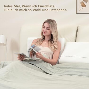Подушка з піни Memory Foam Winthome з двостороннім регулюванням жорсткості 60x40x10 см, біла. Ортопедична подушка для сну на спині, боці та животі, сертифікат Oeko-Tex