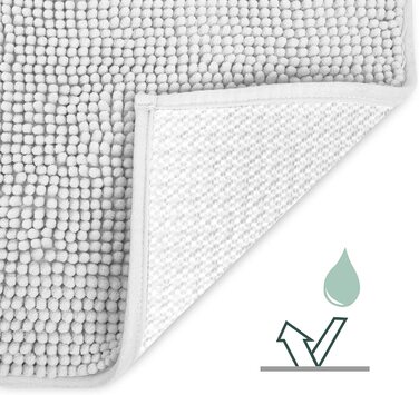 Килимок для ванної Beautissu BeauMare 50x50 см, білий, мікрофібра, нековзний, пухнастий, машинне прання
