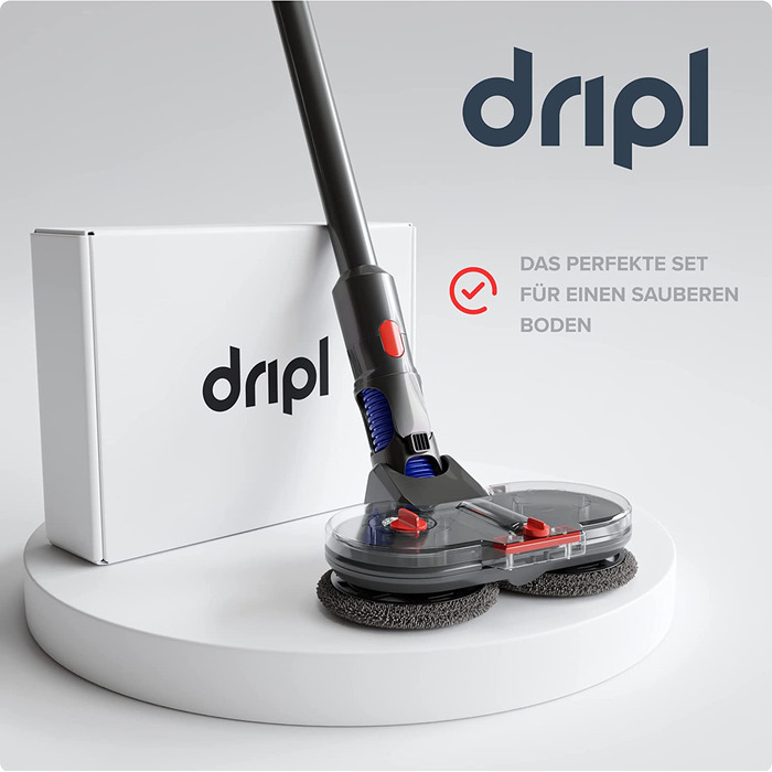 Електрична насадка для вологого прибирання Dripl для пилососів Dyson V7/V8/V10/V11/V15/Gen5 з від'ємним резервуаром для води, 6 багаторазових мопів і 1 контейнером для заповнення