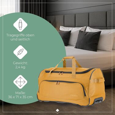 Дорожня сумка на колесах Travelite Basics Fresh L, 89 літрів, жовта, 71 см