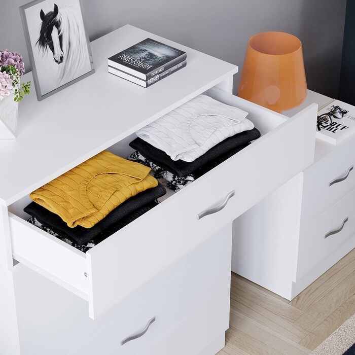 Комод Vida Designs, ДСП, білий, 90x36x75 см, 5 шухляд
