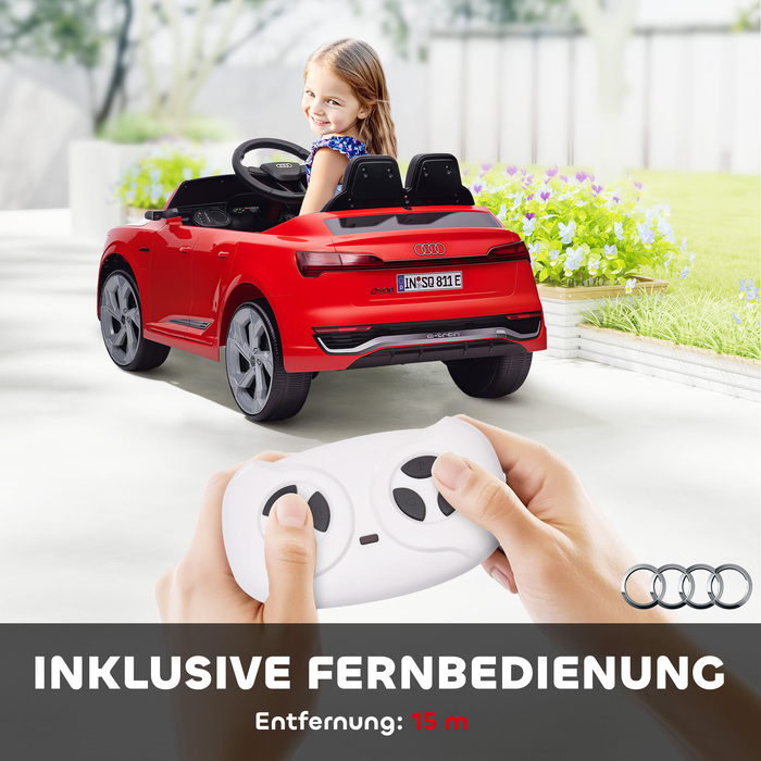 Електромобіль для дітей Audi Q8, 12V, швидкість 3-5 км/год, пульт дистанційного керування, фари, музика, червоний