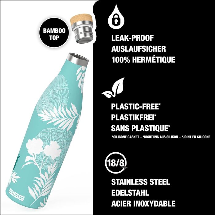 Термос-бутилка SIGG Meridian Sumatra Birds 0.5 л, нержавійка, бамбукова кришка, герметична, BPA-free