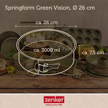 Форма для випікання Zenker Green Vision 26 см з високим бортиком, екологічна, з веганським антипригарним покриттям