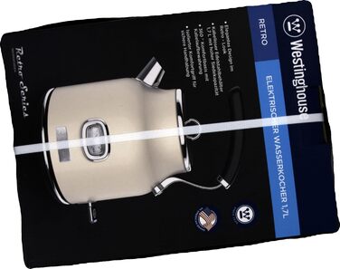 Електрочайник Westinghouse Retro 1,7 л, білий, з терморегулятором, індикатором рівня води, фільтром від накипу та захистом від перегріву