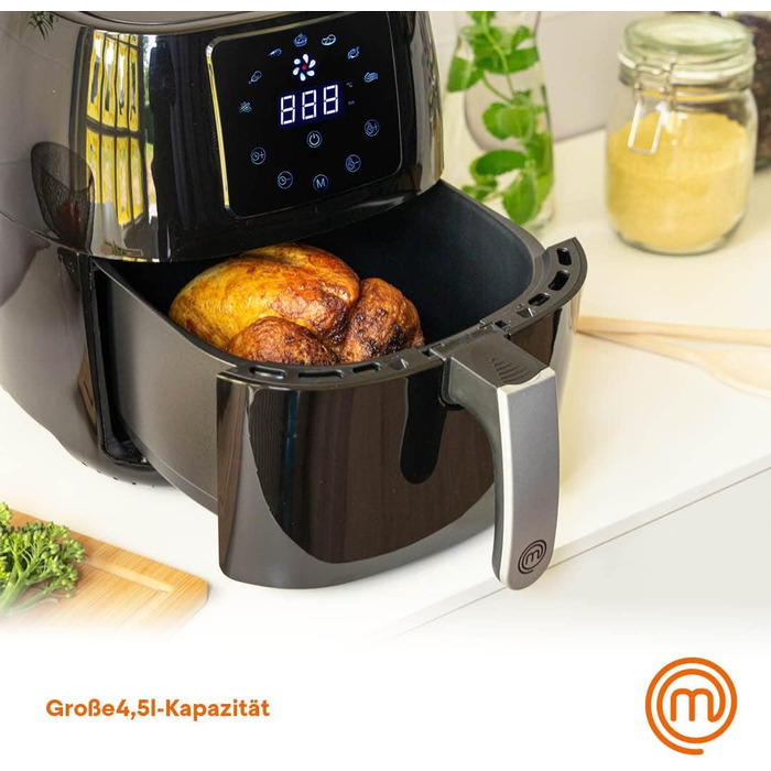 Аерофритюрниця MasterChef 4.5Л 1400Вт з цифровим сенсорним керуванням, 7 програм, без олії, функція підігріву та розігріву, 80-200°C