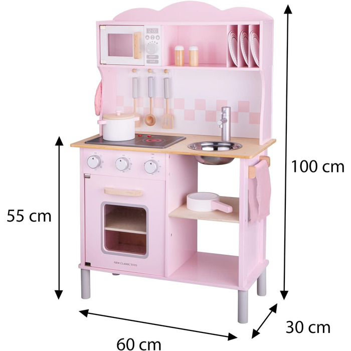Дитяча кухня New Classic Toys 11067, сучасна, з електроплитою та звуком, для дітей від 3 років, рожева