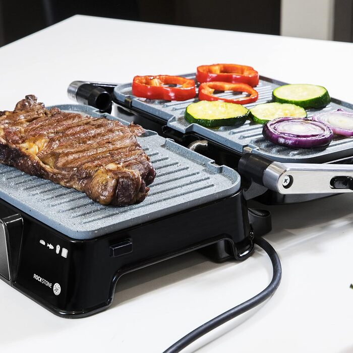Електрогриль Cecotec Rock'n Grill 2000 з антипригарним покриттям RockStone, нержавіюча сталь, 2000 Вт