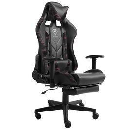 Ігрове крісло Gaming Chair з підставкою для ніг, ергономічними 4D-підлокітниками та регульованою підтримкою спини, офісне крісло для геймерів, колір: Чорний/Мілітарі-Рожевий