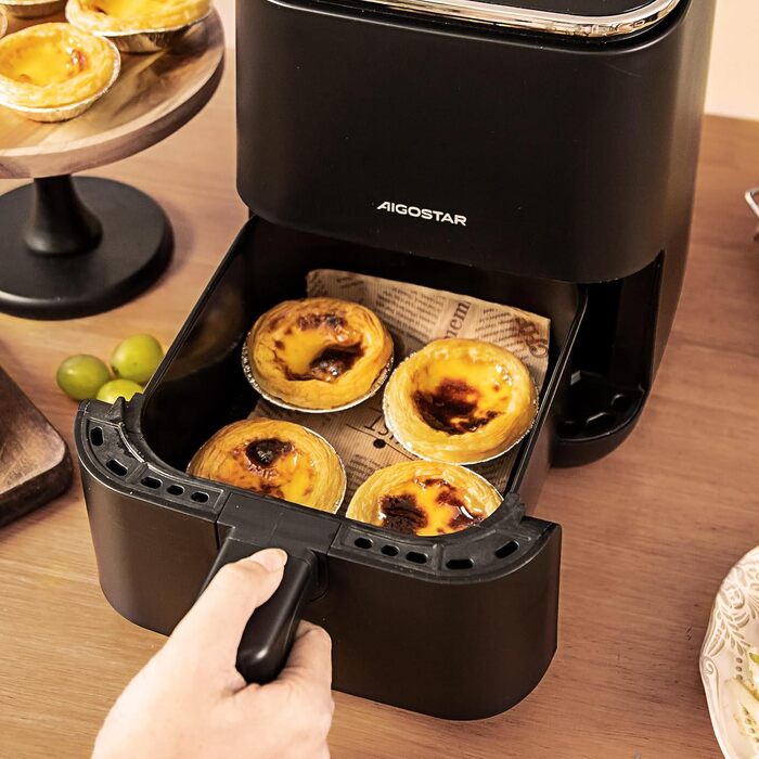 Аерофритюрниця Aigostar Dot 2Л: Airfryer з LED-сенсорним екраном, 8 програмами, 1200W, регулюванням температури та таймером, антипригарне покриття, BPA-free