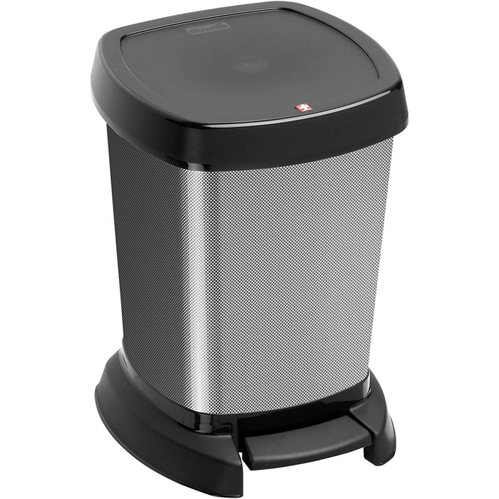 Смітник Rotho Paso 6 л для ванної з кришкою, пластик, BPA-free, carbonmetallic