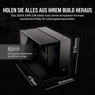 Корпус для ПК CORSAIR iCUE Link 2500X RGB, загартоване скло, mATX, Mid-Tower, подвійна камера, 2 вентилятори RX120 RGB у комплекті, широка сумісність з охолодженням, плата з реверсивним підключенням