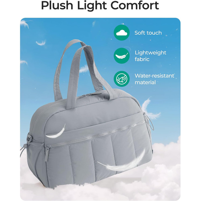 Спортивна сумка-даффл BAGMART Puffer на 24 л для жінок, містка сумка для подорожей та вікендів (темно-сіра, L)