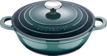 Каструля низька BERGNER Excalibur 24 см з кришкою, алюмінієва, для індукції та духовки, зелена