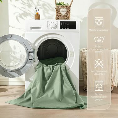 Комплект постільної білизни з 100% бавовни, 4-предметний, 135x200 см, антрацитово-сірий та шавлієво-зелений