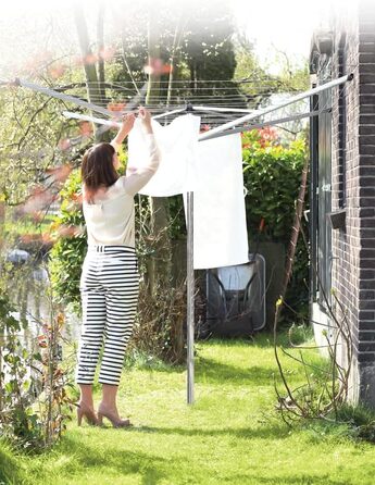 Ротаційна сушарка для білизни Brabantia Topspinner 50м, срібляста, з металевим анкером для кріплення в ґрунт