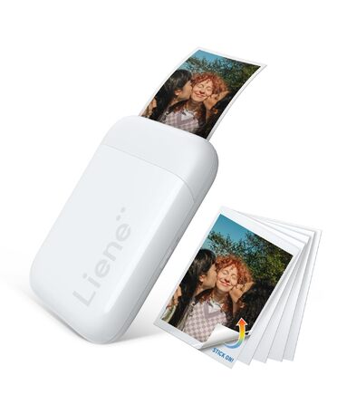 Liene Pearl K100 Міні-фотопринтер для смартфонів, білий. Підтримка Bluetooth 5.0, сумісний з iOS та Android, 5 листів фотопаперу.