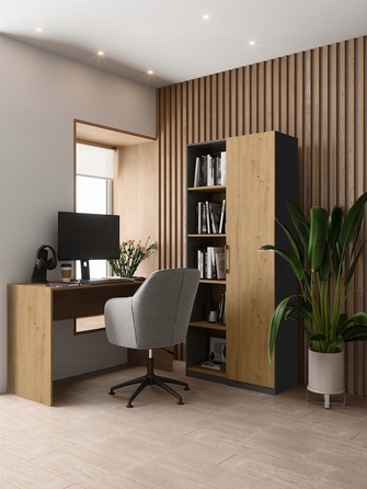 Стелаж TopEshop 80 x 182 x 30 см, антрацит, дуб артизан