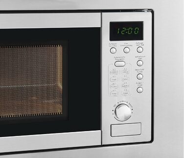 Вбудована мікрохвильова піч Exquisit EMW 20.1G, 20 л, 800 Вт, гриль 1000 Вт, інокс, таймер, 5 режимів, 8 автопрограм, підсвітка, 24,5 см тарілка