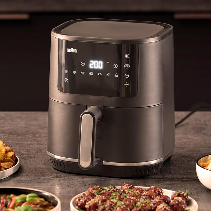Фритюрниця повітряна Braun MultiFry 3 HF 3030, 4.3 л, 1500 Вт, цифрове керування, 8 програм, чорна