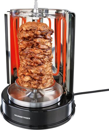 Електрогриль GOURMETmaxx для шаурми, гіроса і шашлику, вертикальний гриль з центральним і 6 додатковими шпажками