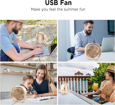 Вентилятор USB EasyAcc міні портативний для столу з регулюванням швидкості та поворотом на 360° (шампань)