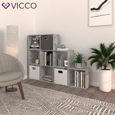 Стелаж-сходи Vicco, антрацит, 142.2 x 107.8 см – універсальний книжковий стелаж для зберігання, сучасний дизайн