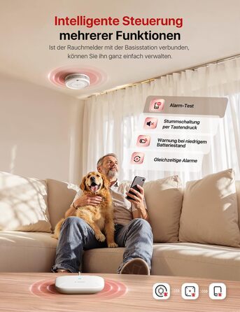 X-Sense Детектор диму розумний Wi-Fi з магнітною кріпленням, мережевий, з базою SBS50, функція App, сумісний з Home Assistant, змінна батарея, XS0D-MR61 (1 шт.)