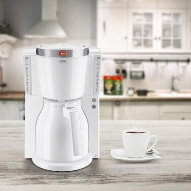 Кавоварка Melitta Look Therm Selection з термочашею, 8 чашок, біла, фільтраційна, захист від крапель