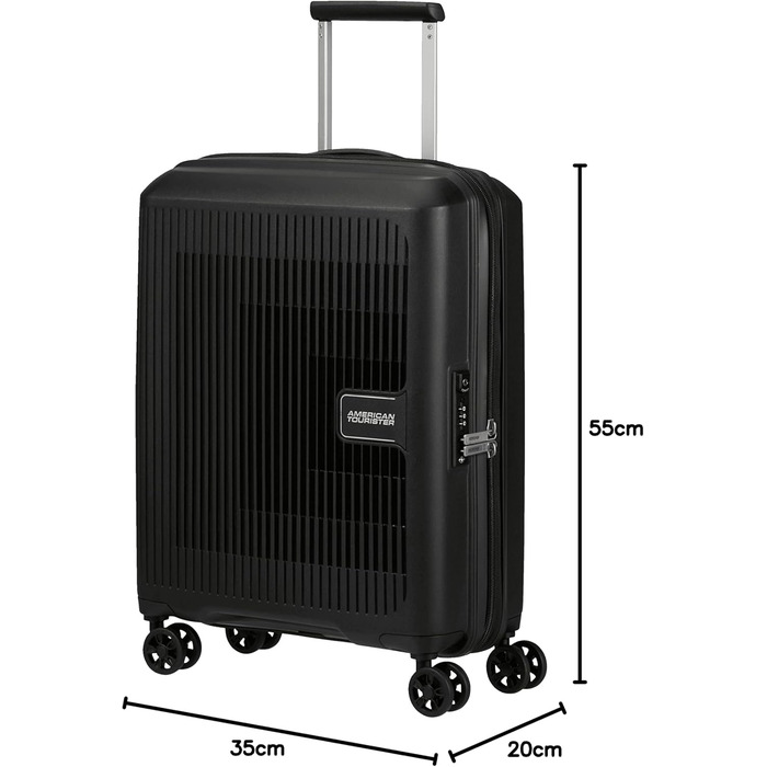 Валіза American Tourister Aerostep Spinner S, розширювана, 55 см, 36/40 л, чорна, ручна поклажа