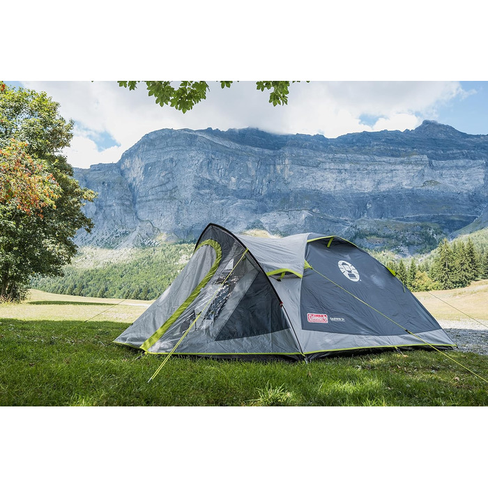Намет Coleman Darwin 3 Plus для 2-4 осіб, купольний, легкий і компактний, 100% водонепроникний, пришита підлога, для кемпінгу та туризму, швидке встановлення, сірий