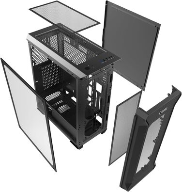 Ігровий корпус для ПК EMPIRE GAMING Darkwitcher, ARGB, середній ATX, металева сітка, скляна бокова панель, 4 вентилятори 120 мм, адресне підсвічування RGB, 5V PWM