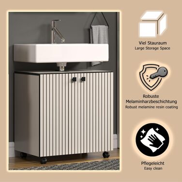 Тумба під умивальник на колесах PureBliss від trendteam smart living, 2 відкриті полиці, стійка до подряпин, світло-сірий кашемір (80x64x42 см)