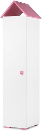 Дитяча шафа KONSIMO PABIS 190,5x47,5x46 см, будиночок, рожевий, книжкова полиця для дівчаток і хлопчиків