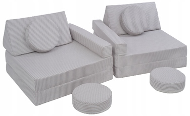 Дитячий диван VELINDA 75 x 140 см, вельвет, сірий