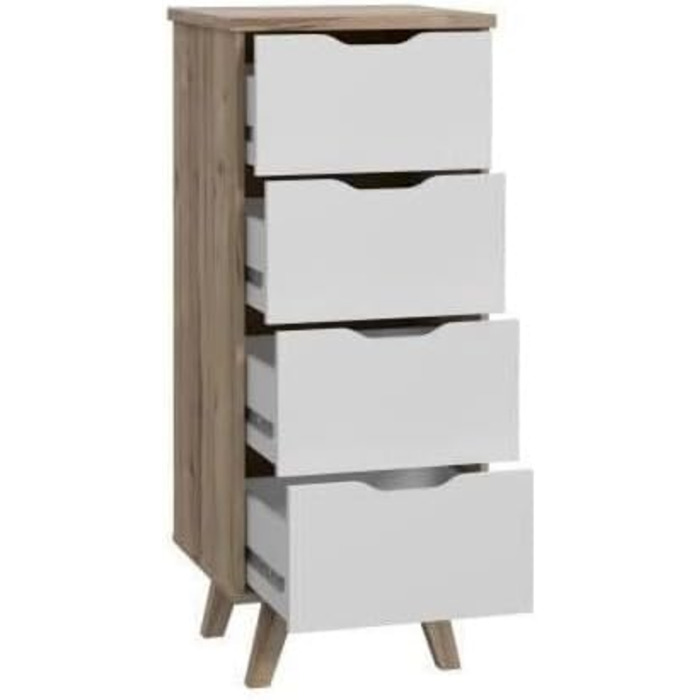 Комод FORTE VANKKA з 4 шухлядами, ДСП, дуб планкований/білий, 45x109x42 см