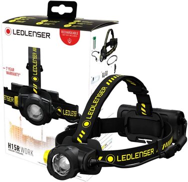 Налобний ліхтар Ledlenser H15R Work, 2500 люмен, LED, акумуляторний, IP67, високий CRI, фокусування, димер, дальність 250 м, з кріпленням на шолом та USB-магнітною зарядкою