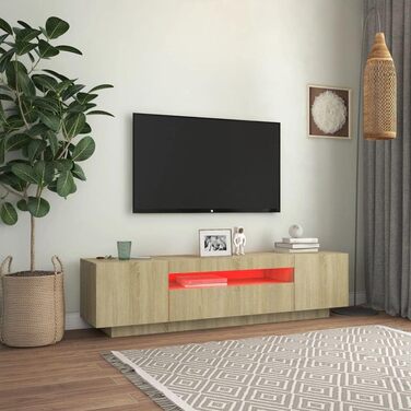 Тумба під телевізор з LED підсвіткою vidaXL, дуб сонома, 160x35x40 см, сучасний ТВ стіл, меблі для вітальні