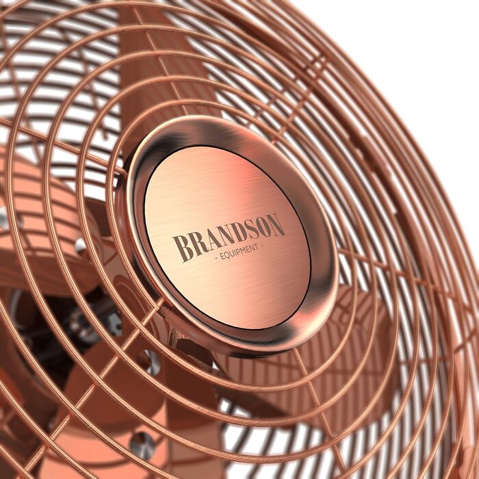 Вентилятор настільний Brandson мідний, 3 швидкості, з осциляцією 80° та нахилом 40°, металевий корпус