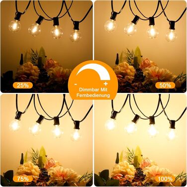 LED гірлянда вулична 30м, тепла біла, диммована, з таймером, IP44, для саду, балкона, вечірки