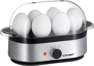 Яйцеварка Cloer 6099, 400 Вт, на 6 яєць, з аудіо-сигналом, антипригарна, алюміній, нержавіюча сталь, насадки для пашот