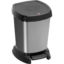 Смітник Rotho Paso 6 л для ванної з кришкою, пластик, BPA-free, carbonmetallic