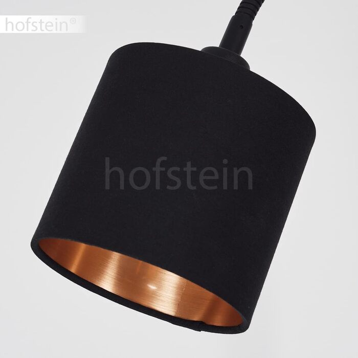 Торшер HOFSTEIN Alsen, кругла підлогова лампа з металу та текстилю, чорна з золотим, 1 плафон E14, регульований світильник, вимикач на корпусі, без лампочки