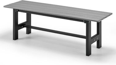 Садова лавка KOMFOTTEU металева, вулична, до 300 кг, сіра, 120×36×40,5 см – лавка для парку, балкона, двору, для вулиці, вологостійка