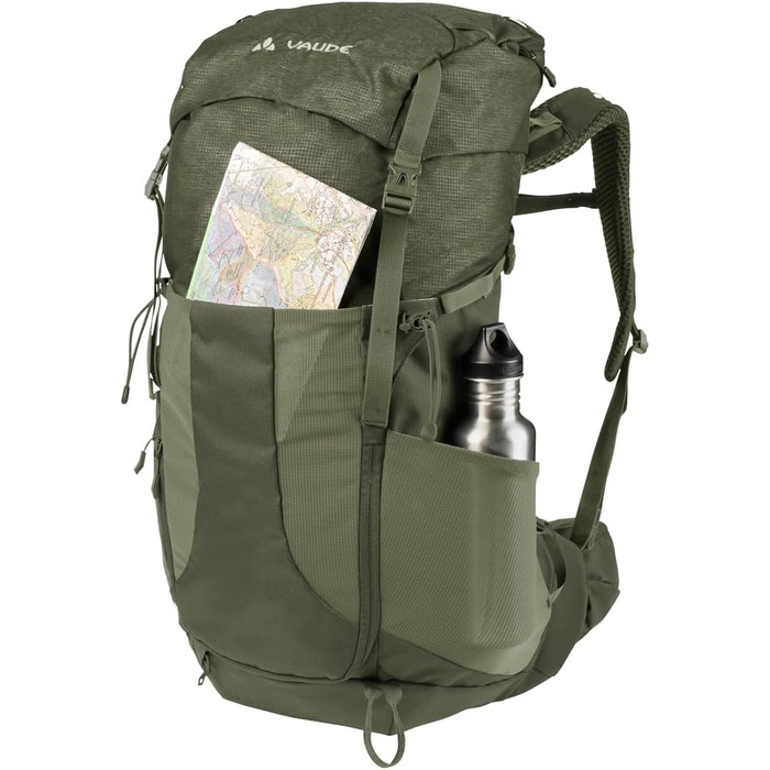 Туристичний рюкзак VAUDE Brenta 36+6 л, водонепроникний, унісекс, з дощовиком, зручний трекінговий рюкзак з органайзером, колір хакі