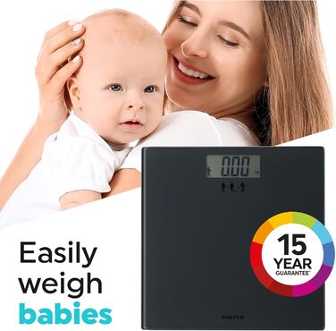 Ваги для ванної Salter з функцією тара, LCD-дисплей, до 180 кг, підходять для зважування немовлят, модель SA00300 GGFEU16