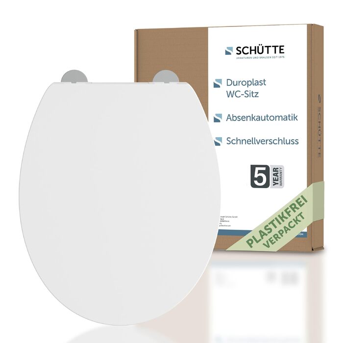 Сидіння для унітаза SCHÜTTE з мікроліфтом (Soft-Close), біле, матеріал Duroplast, Slim дизайн, витримує до 200 кг