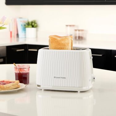 Тостер Russell Hobbs Eden для 2 скибок, білий - 6 режимів підсмажування, розморожування, підігрів, підйом, лоток для крихт