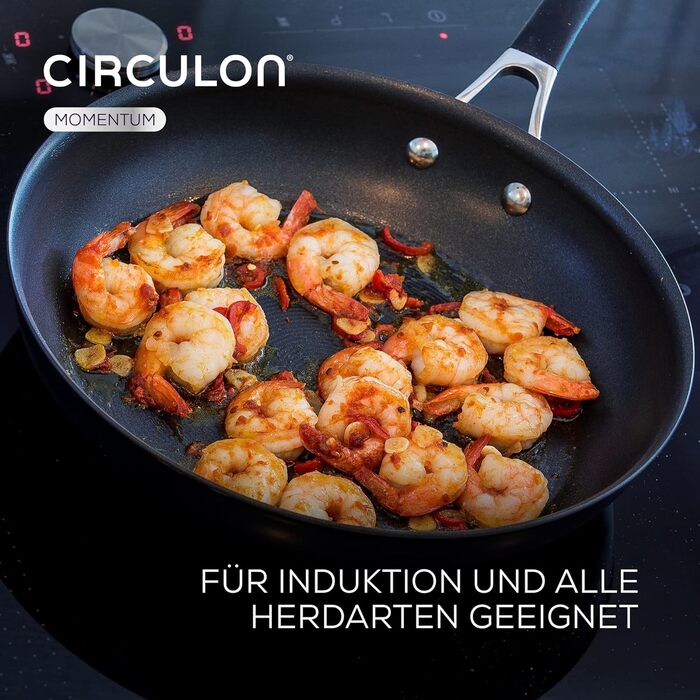 Wok Circulon Momentum 26 см, індукційна, анодований алюміній, антипригарна, софт-ручки, чорний, для плити та духовки, можна мити в посудомийці